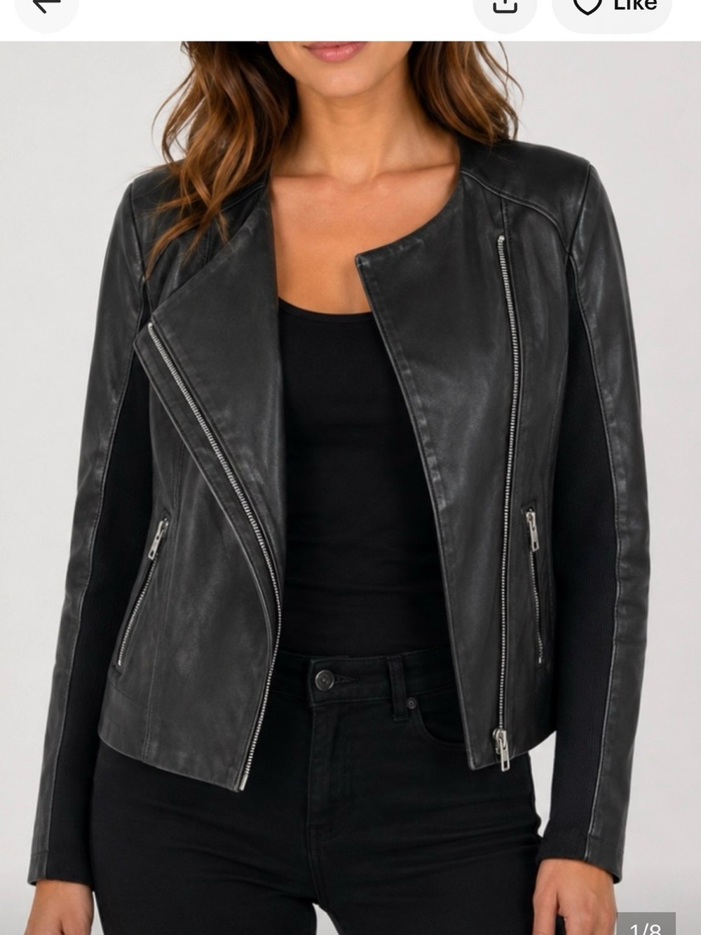 Blank NYC Black Leather Asymmetrical Zip Moto Jacket
